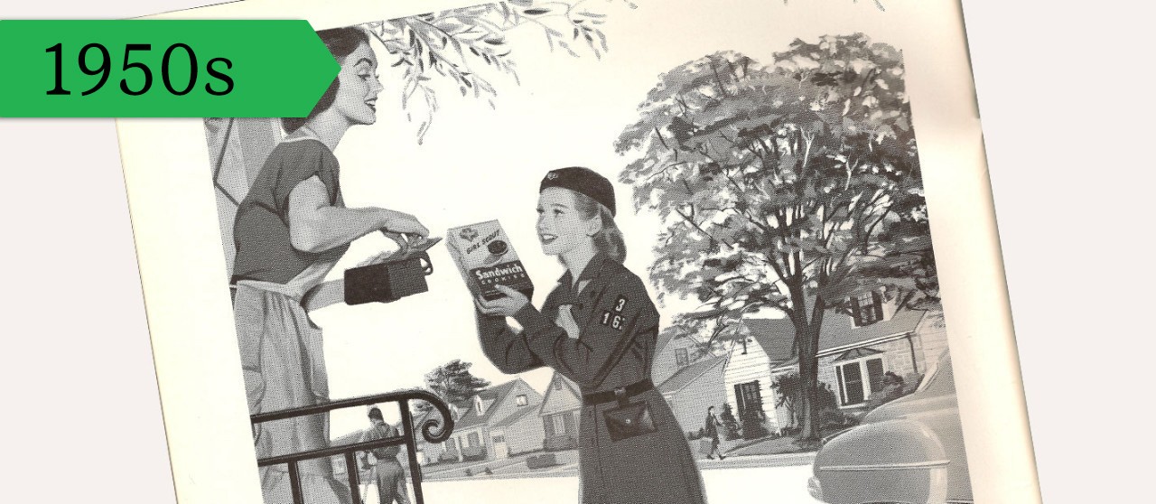 Advertisement for Girl Scout Cookies, Girl Scout National Council Session program, 1953. 