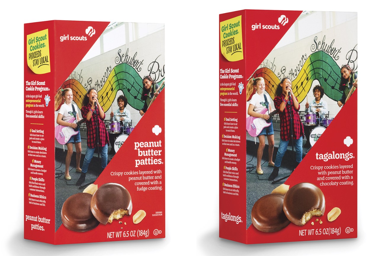 two boxes of tagalongs and peanut butter patties